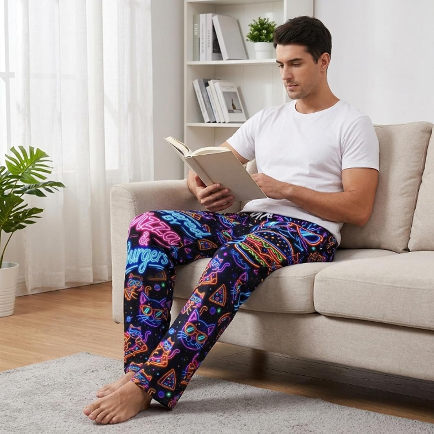 Funny Mens Pajama Pants Novelty Pajama Bottoms for Men Soft Sleep Lounge Pants PJ Bottoms with Pockets Drawstring