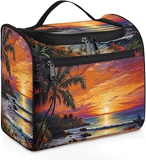 Sunset Palm Tree Travel Toiletry Bag for Wome...
