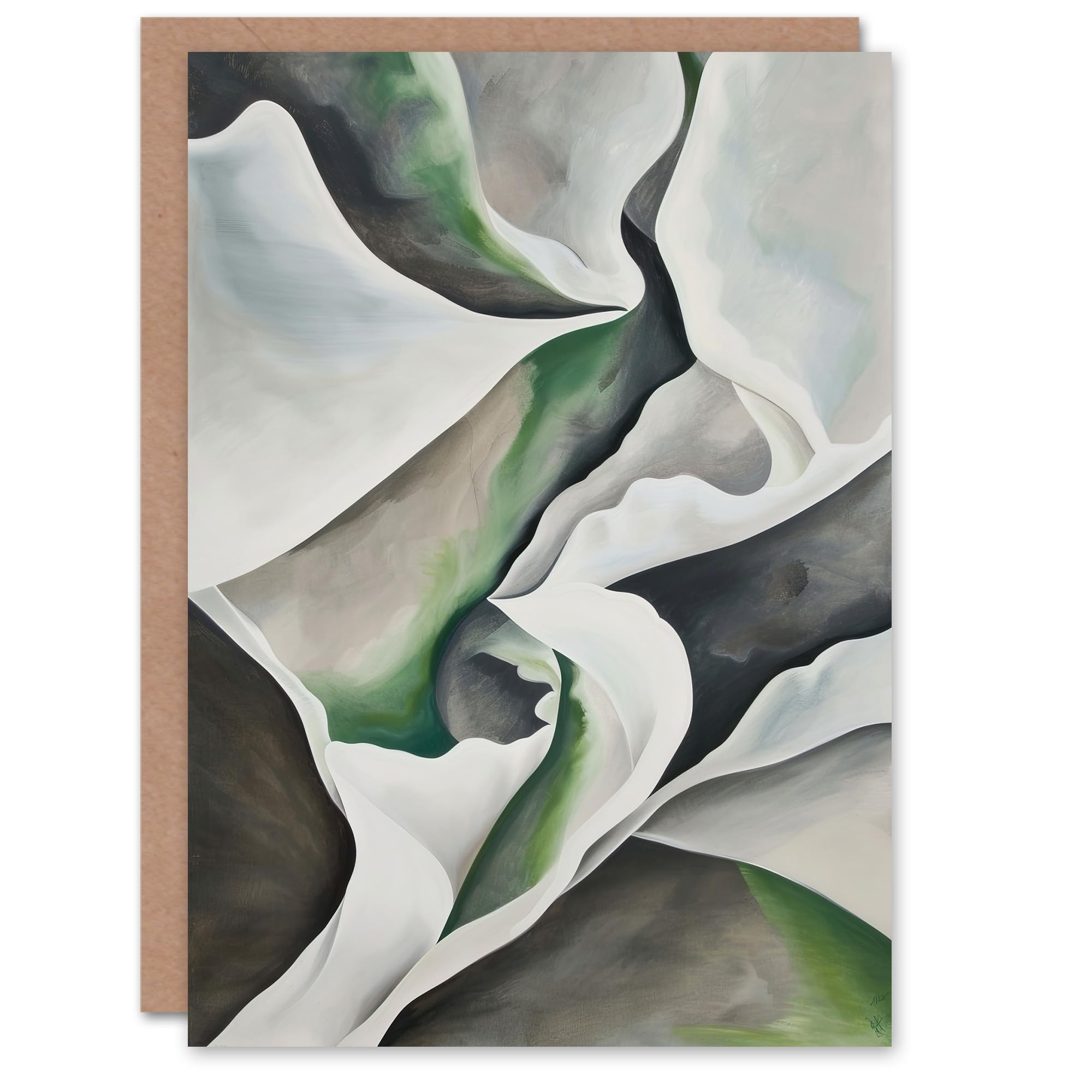 Artery8 Abstract Watercolour Greeting Card - Birthday Card - Green/Grey