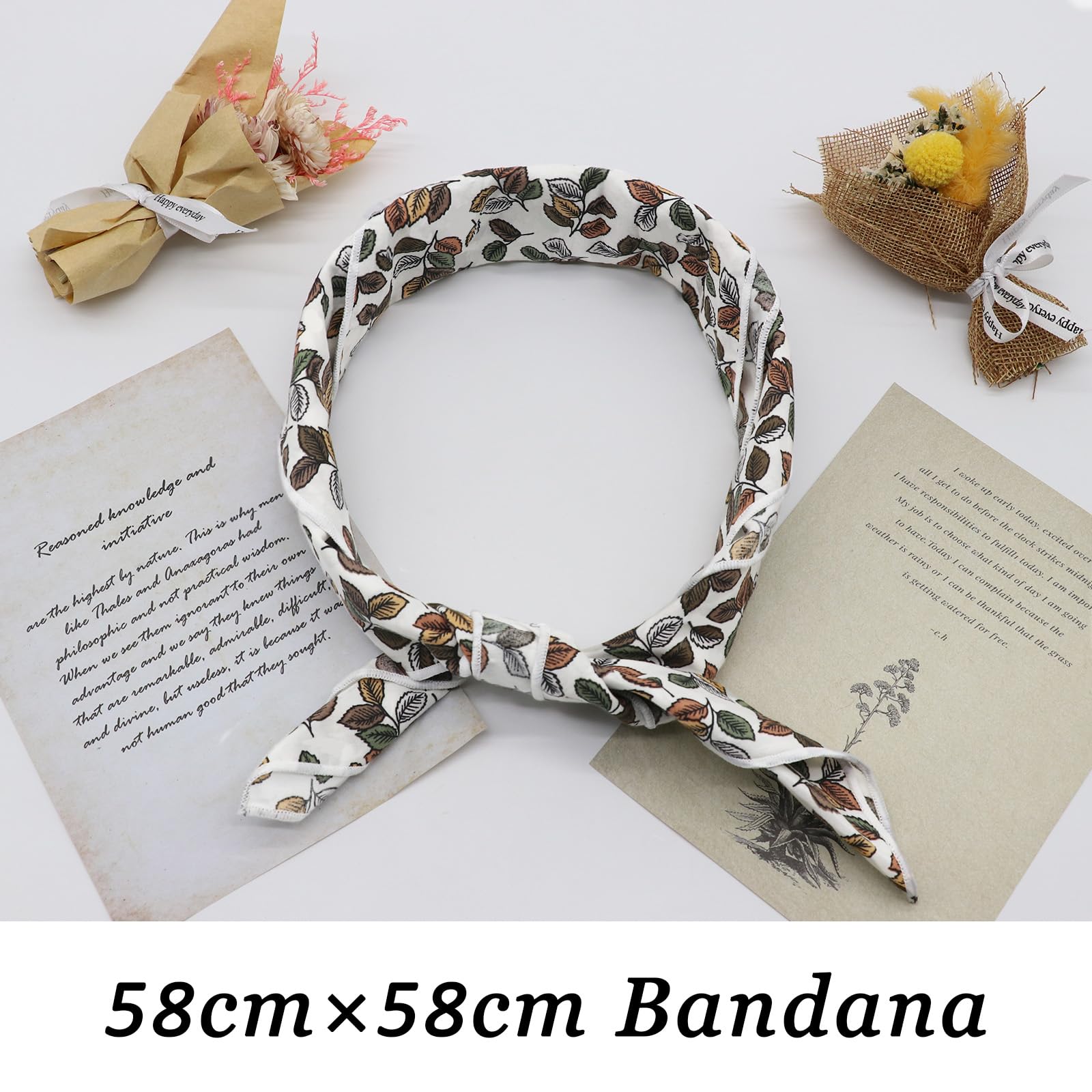 Pañuelos de algodón para hombres y mujeres, pañuelo para la cabeza, pañuelo con estampado de flores, para mujer, accesorio diario, fiesta, oficina