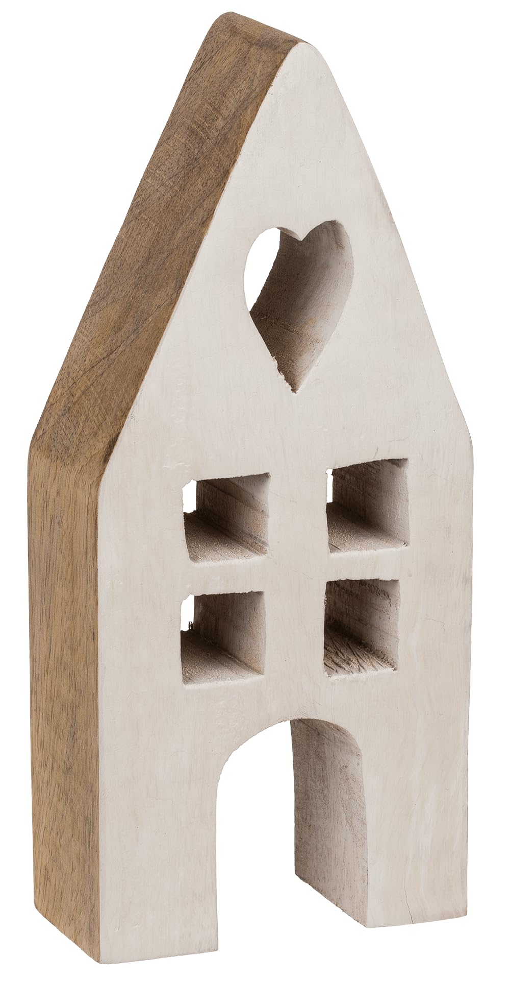 Deko-Holz-Haus, 9 x 4 x 20 cm, Seite A: weiß, Seite B: Natur