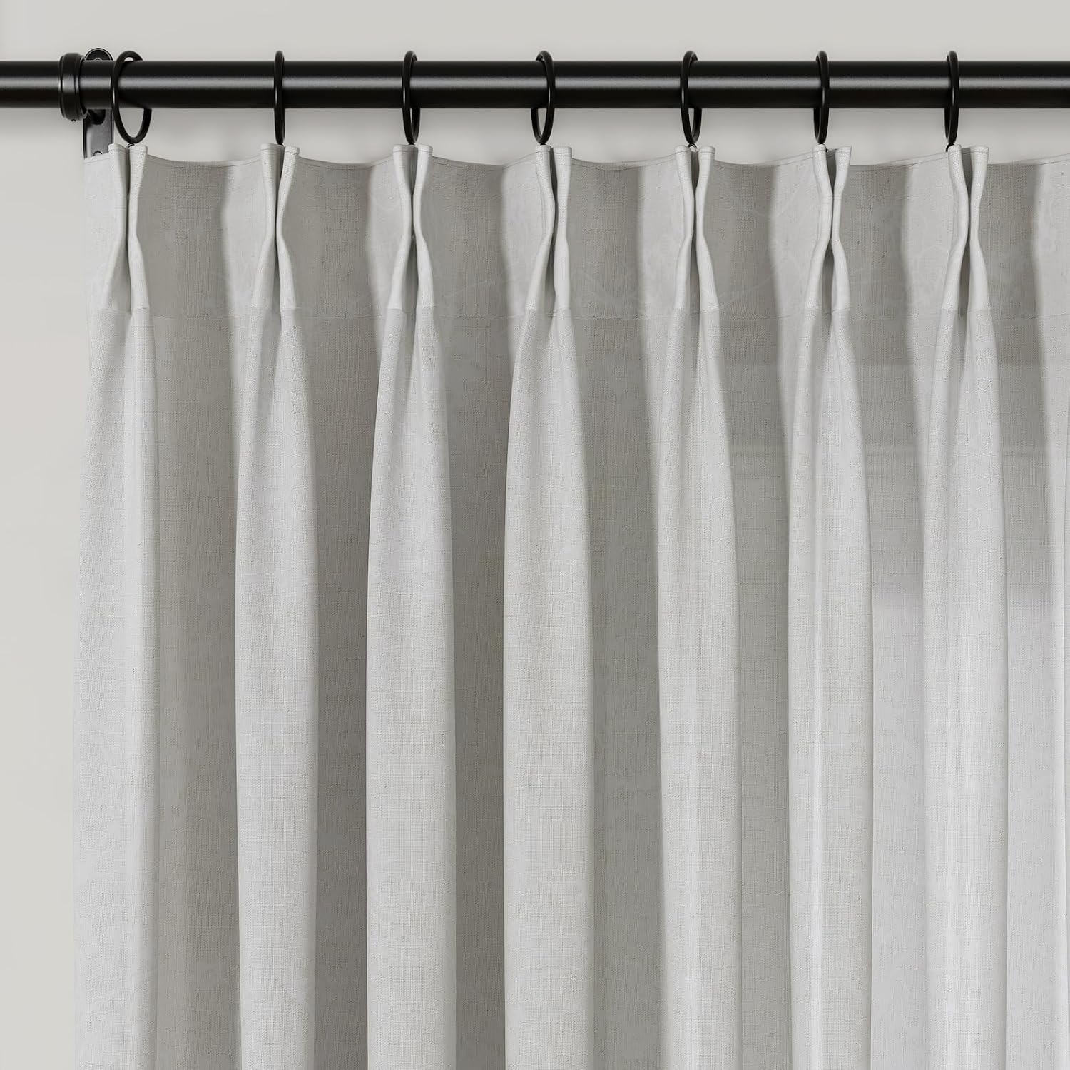 ChadMade Short Window Curtain Light Filtering Sheer Drape 54 Inch Long, Pinch Pleated Linen Blend Privacy Drape for Bedroom with Hooks, Beige-Wintersweet, 1 Panel, 26 W x 54 L Inch
