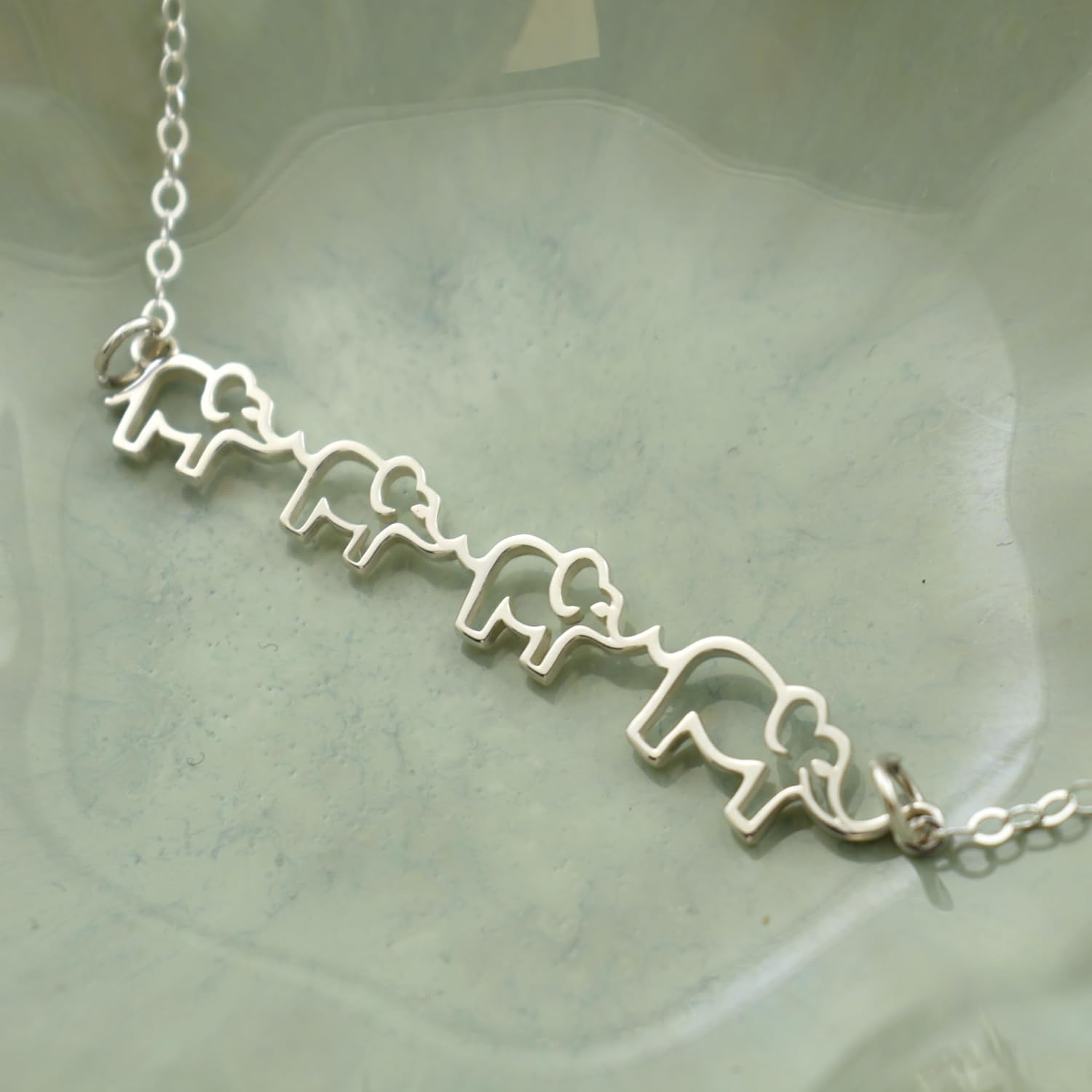 Mom and Three Baby Elephants Necklace | 925 Sterling Silver | Gift for Mom of 3 | Family Jewelry