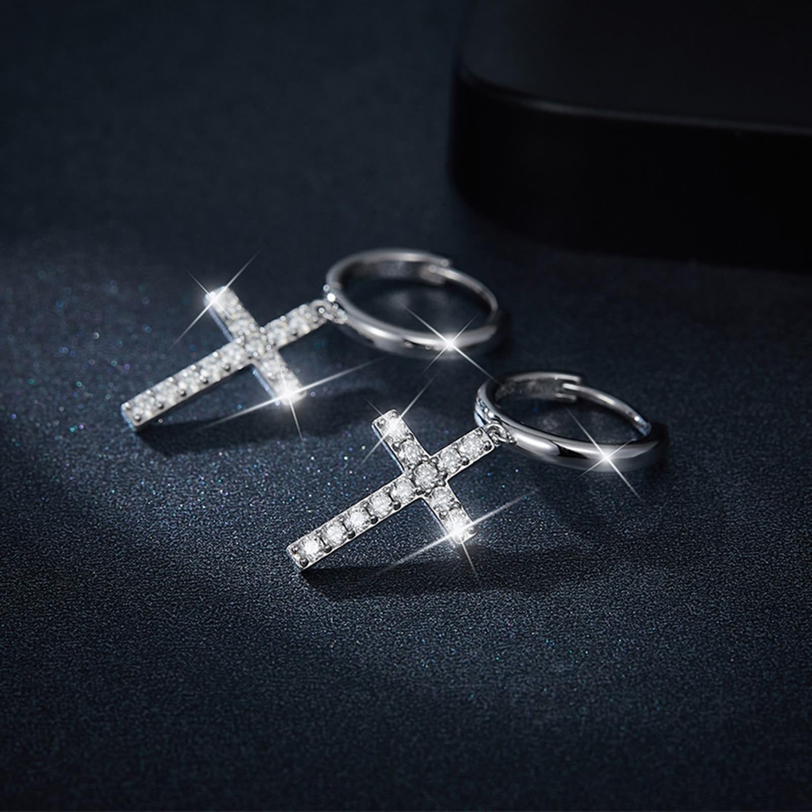Epinki Orecchini da Donna Argento 925, Moissanite Pendente Croce Orecchini Ciondolo Gioielli