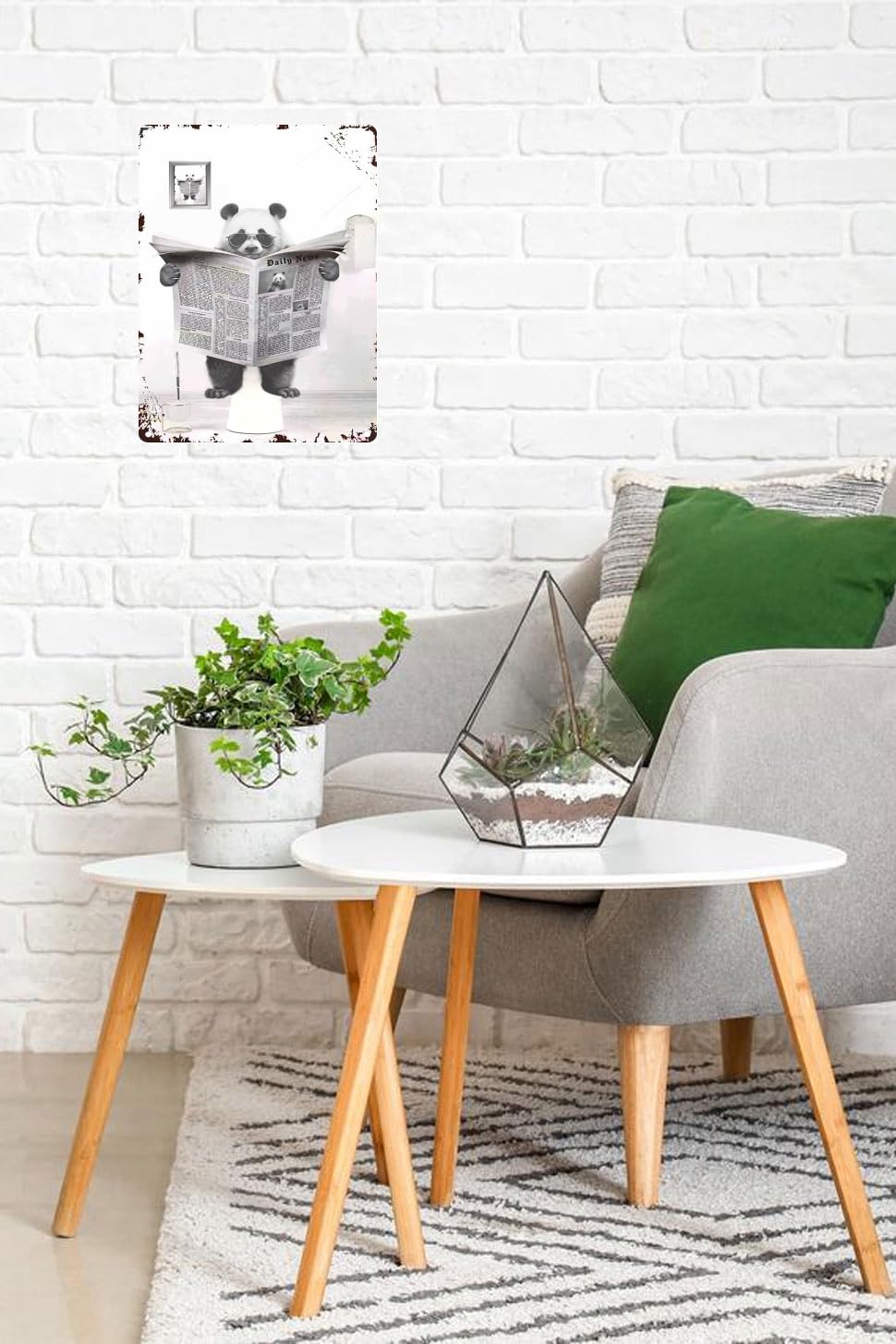 TopPacific Metal Tin Sign Vintage Panda Toilet Reading Newspaper Humour Funny Animal Whimsy Animal for Home, Bathroom and Toilet Wall Decor 12x8 Inches(807)