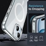 JETech Boîtier magnétique pour iPhone 15, Compatibilité avec MagSafe, Couverture de bumper de téléphone antichoc, résistant aux rayures, effacer le dos