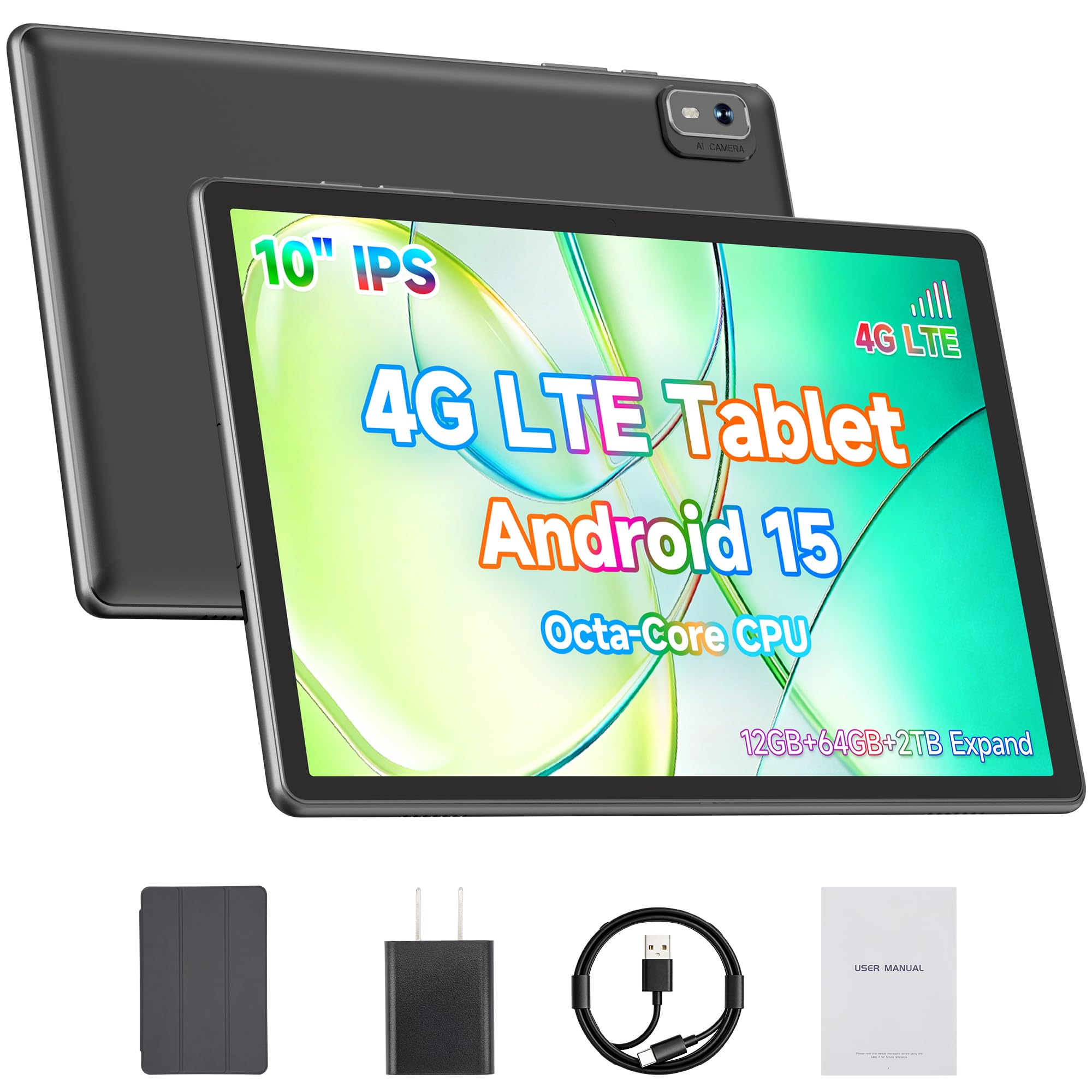10-Inch Android Tablet,4G LTE Cellular Tablet with SIM Card Slot, Mediatek G80 Octa-Core,…