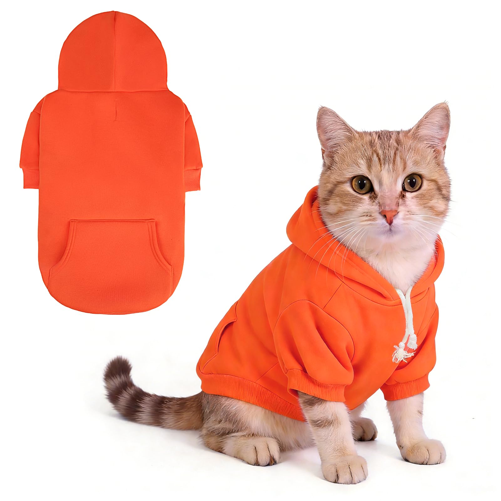 KOOLTAIL Fall Dog Hoodie - Soft & Warm Dog Thanksgiving Sweater with Leash Hole and Pocket, Pet Winter Coat, Cold Weather Clothes Sweatshirt for Small Medium Large Dogs Puppy Cat Boys Girls, Orange XS โ image 1