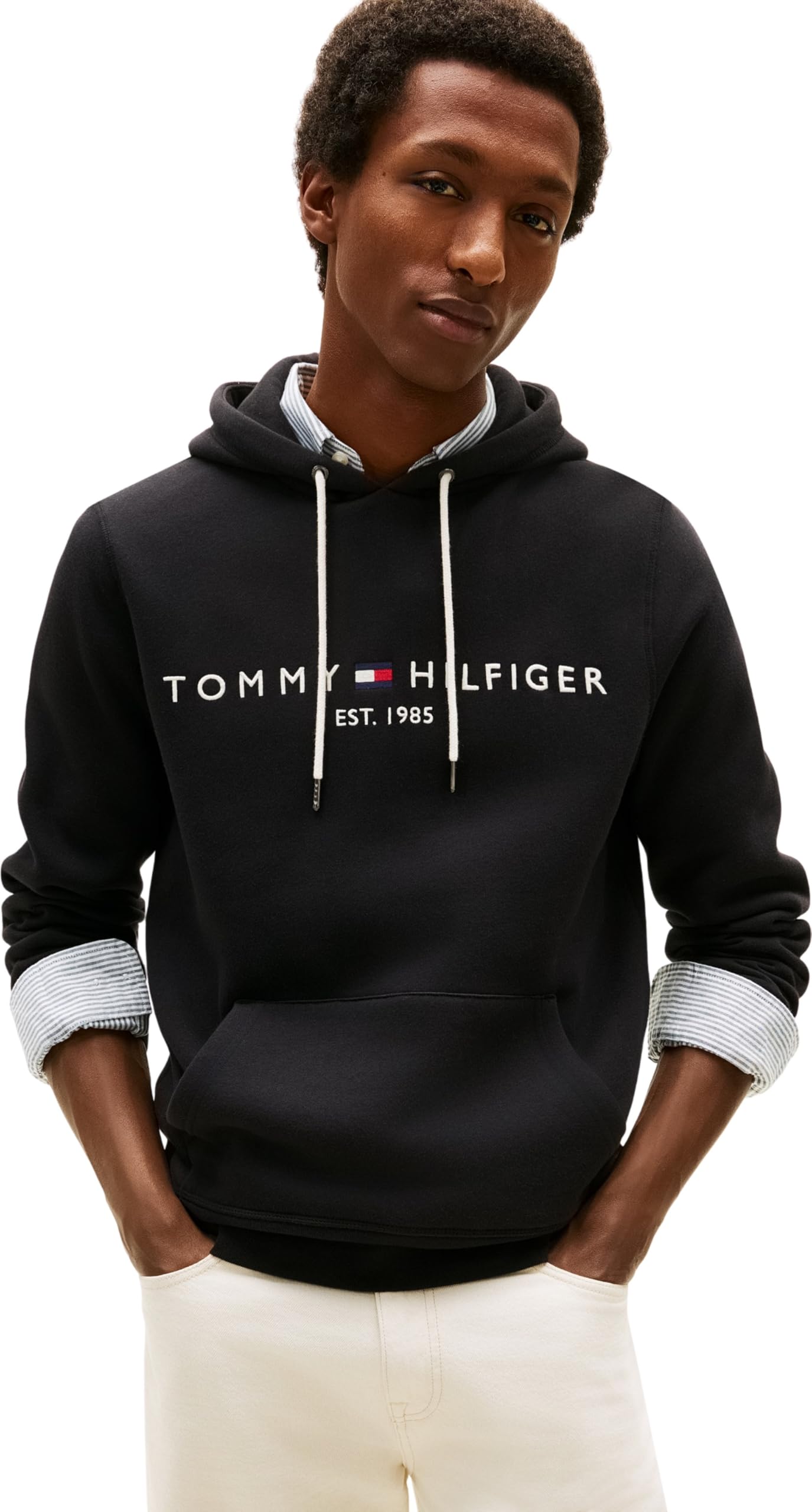 Mens Embroidered Brand Logo Kangaroo Pocket Hoodie Long Sleeves Sweatshirt (pack of 1)