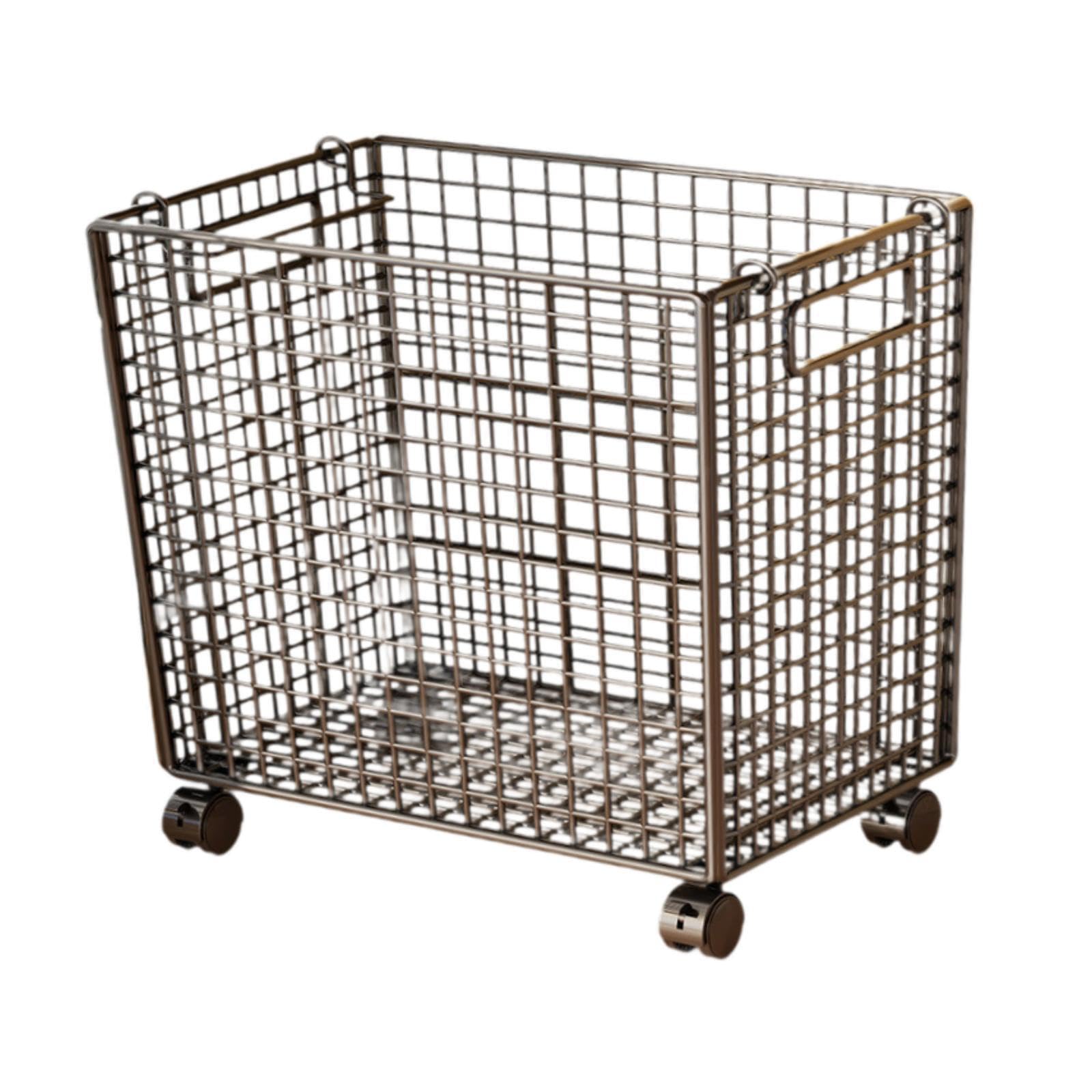 Cesto portabiancheria con ruote, organizer per carichi pesanti con maggiore flessibilità, cesto portabiancheria con ruote in rete, contenitore