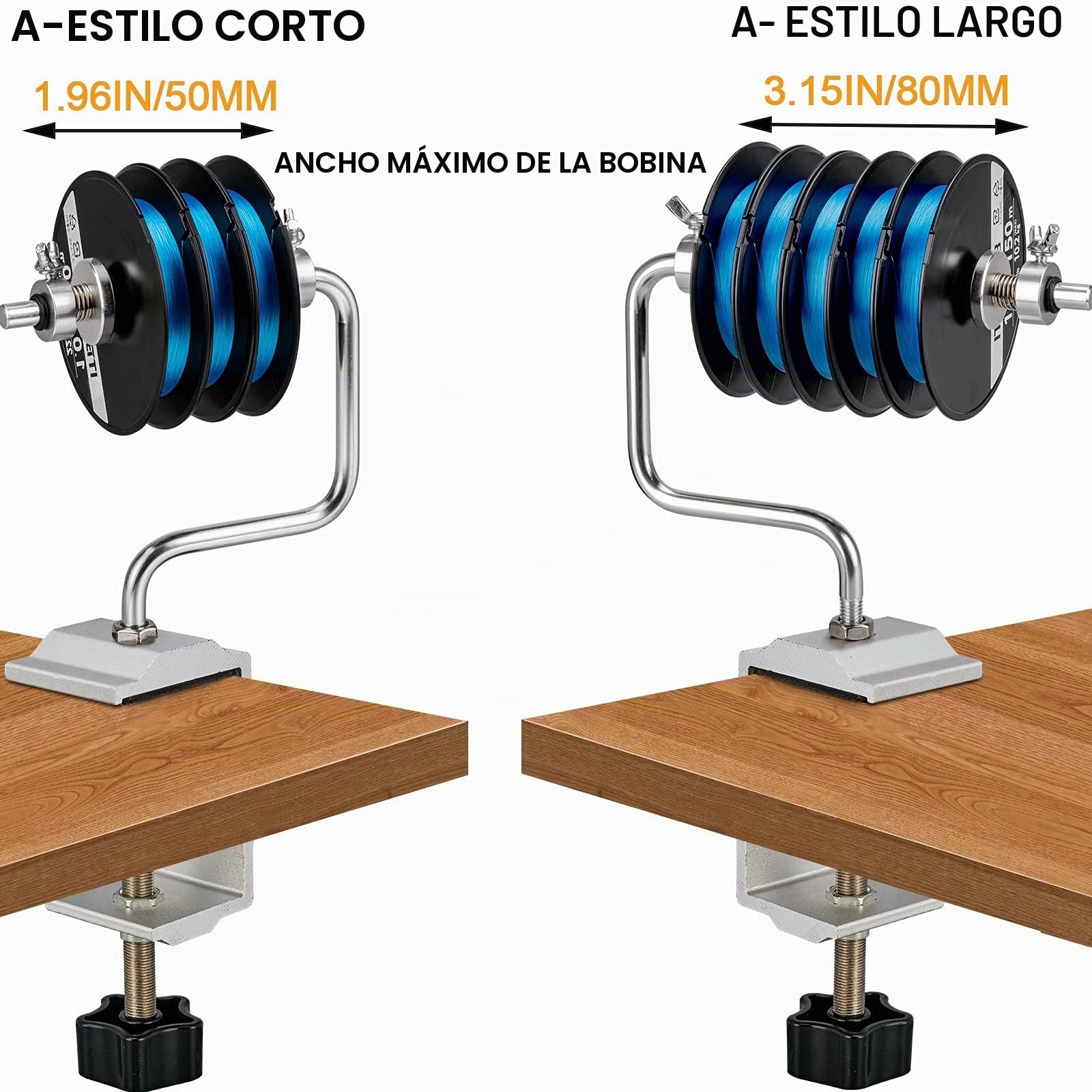 THKFISH Spooler de Hilo de Pesca Enrollador de Hilo de Pescar Accesorios de Pesca Portátil Estable Ajustable Enrollador de Hilo de Pesca/removedor de Hilo de Pesca