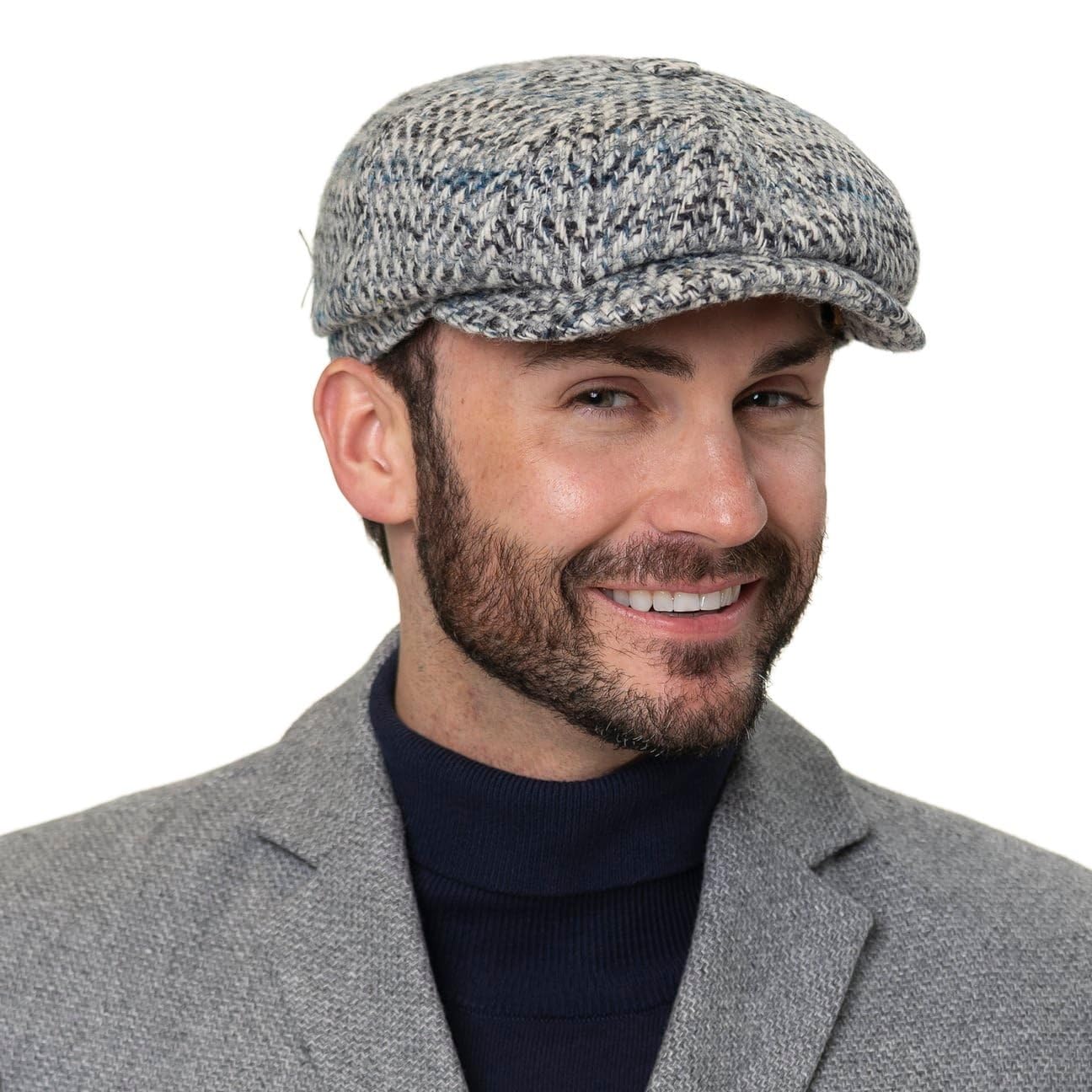 Stetson Levico Flatcap Ballonmütze Fischgratdesign Herren Herbst Winter Handmade in Germany Schurwolle
