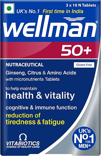 Wellman 50+ Multivitamin Tablets for Men Aged 50+ | Ginseng, Citrus & Amino Acids | Support Health & Vitality | Boost Cogn
