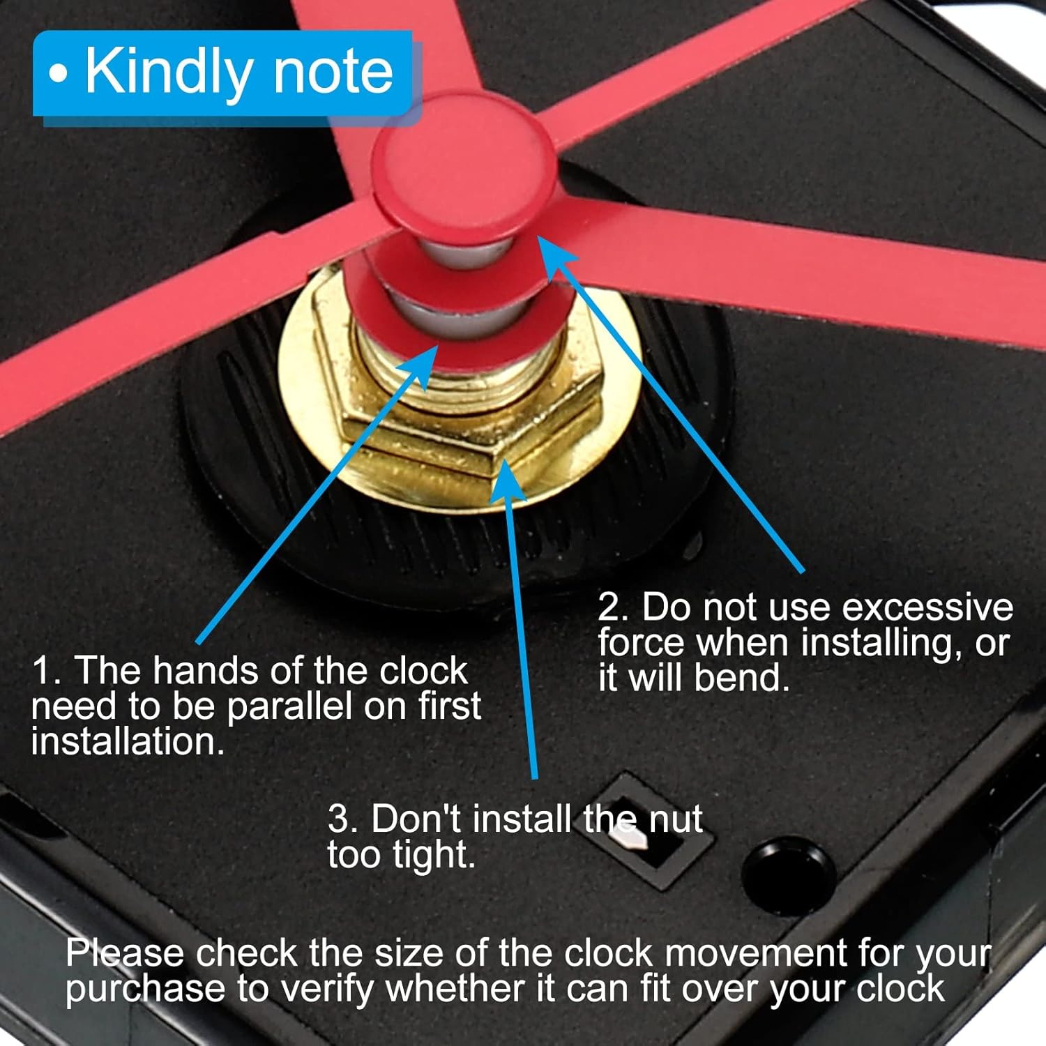 PATIKIL Clock Mechanism Replacement Kits, 1 Set Quartz Clock Mechanism Battery Operated DIY Wall Clock Parts 1/2" Movement Shaft 3.5" Long Spade Hand for Clock Pink