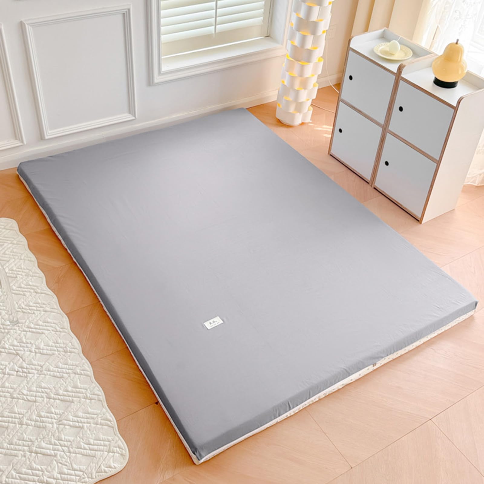 100% Cotone Fodere per Futon all-Inclusive Fodere con Cerniera, Lavabile Coprimaterasso Futon da Terra, Roll Up Giapponese Tatami Coprimaterasso, Senza Materasso,B,180x200cm/71x79in