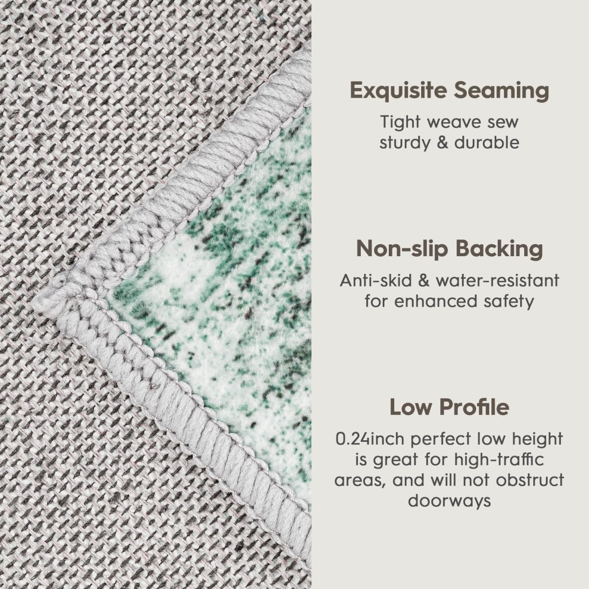 Eleisa Modern Abstract 3x5 Area Rug for Living Room, Green & Ivory, Non-Slip Stain Resistant Washable Rug, Abstract Vintage Home Decor Carpet for Bedroom, Kitchen, Dining Room