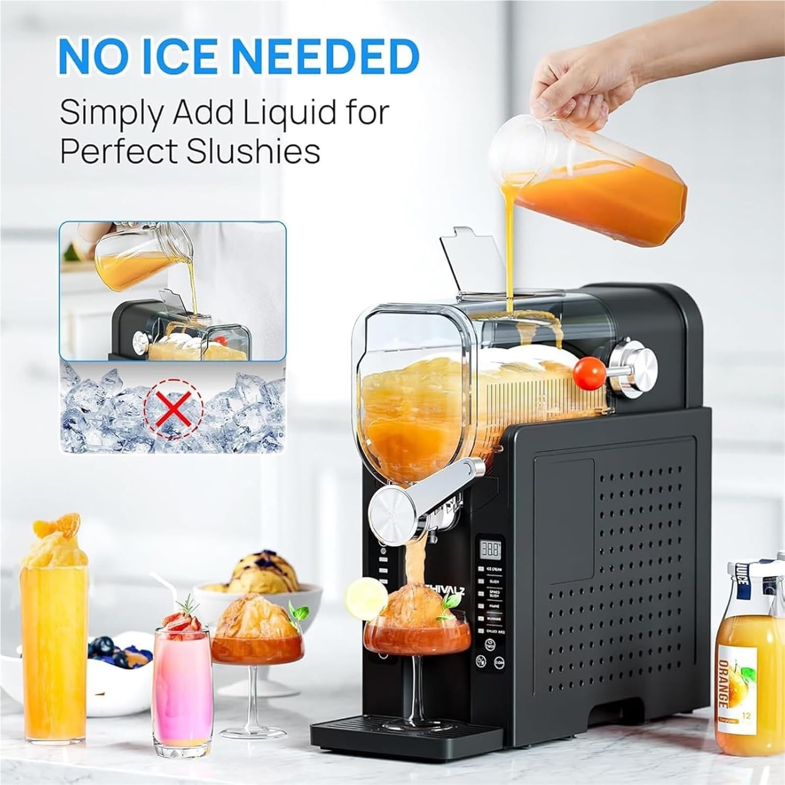 Granita professionale, macchina per bevande e granite da 1.6 l, non necessita di ghiaccio, 6 programmi preimpostati, timer autopulente da 12 ore, margarita ghiacciate, frappé e altro ancora