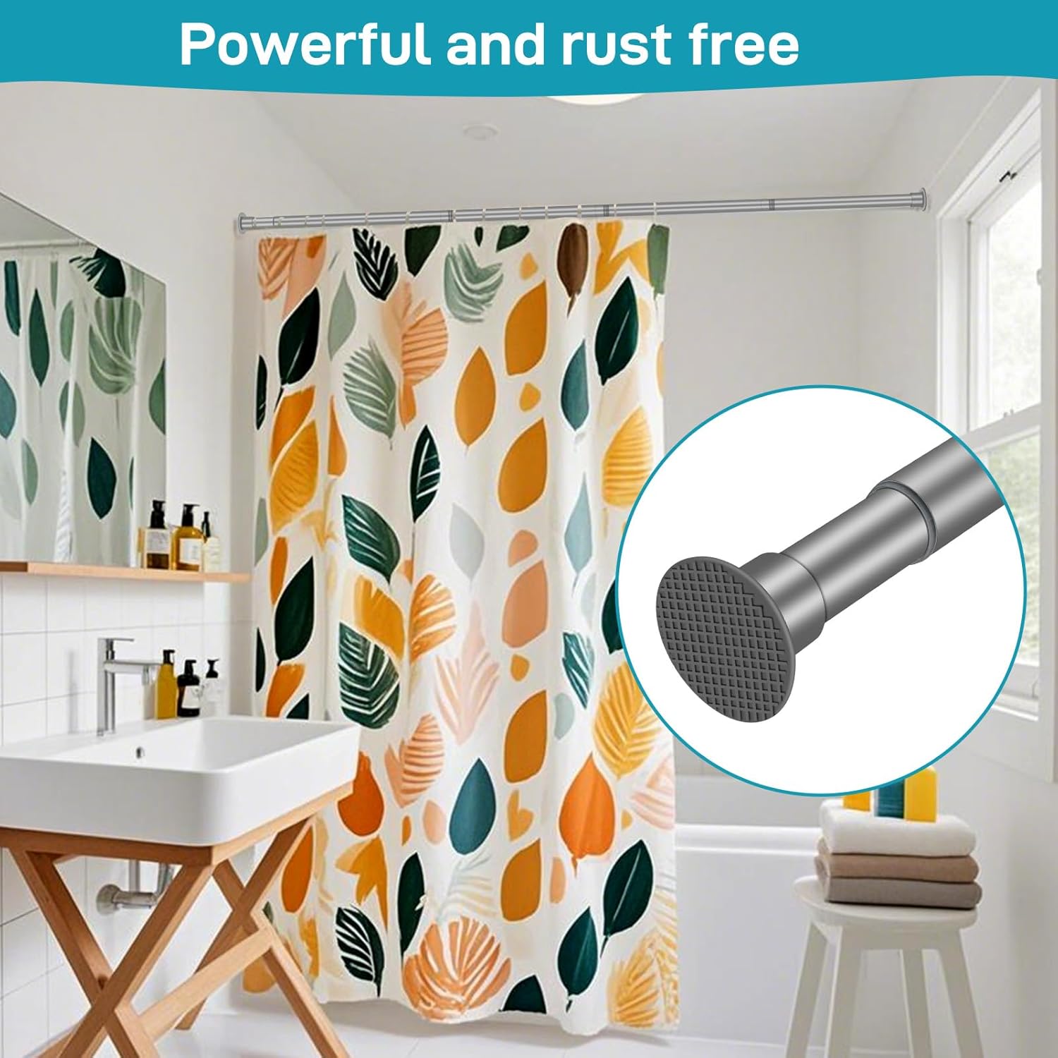 Grey Shower Curtain Rod 28"-89.5", Never Rust Anti-Slip Adjustable Tension Curtain Rods No Drilling, Heavy Duty 1" diameter Spring Tension Rod for Bathroom/Closet/Windows/Room Divider