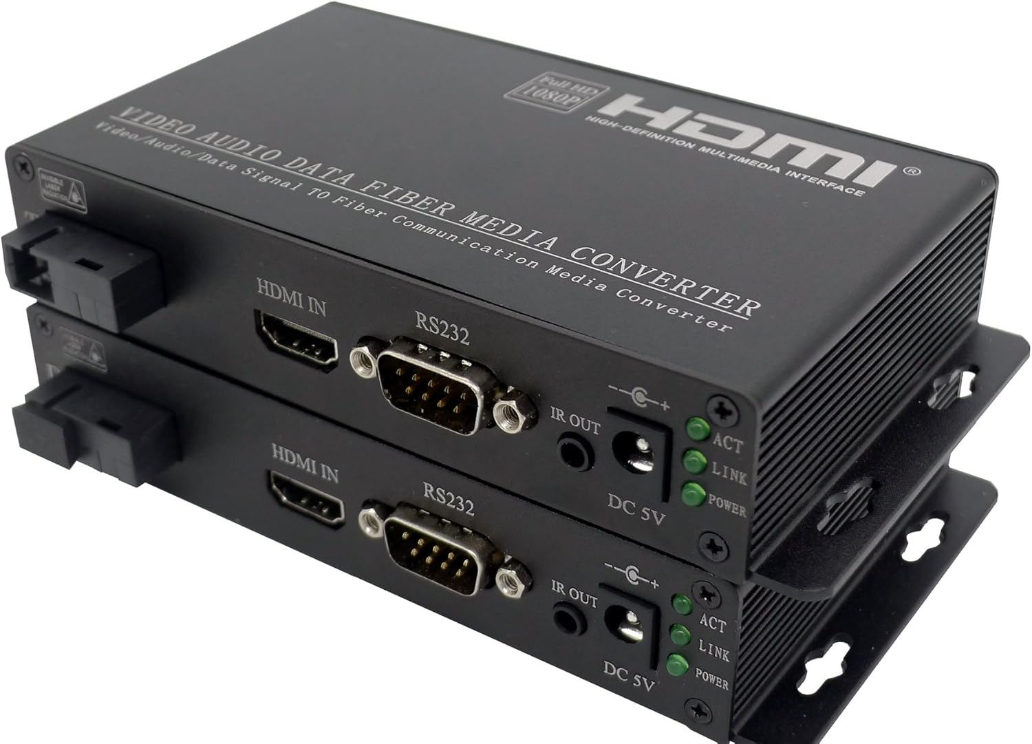 1080P HDMI over Fiber Extender, Max resolution 1920×1080@60Hz, HDMI & RS 232 & IR Fiber Optical link up to 10 Kilometer Single mode Fiber, HDCP compliance, Plug and Play.