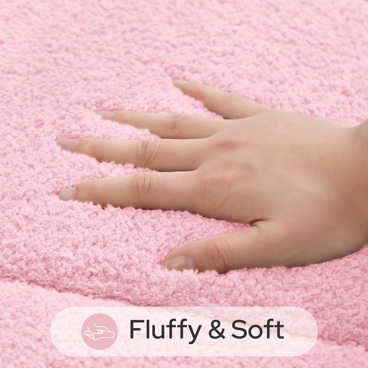 HOMEIDEAS Bathroom Rugs Sets 2 Piece, Soft Bathroom Mats and Absorbent Microfiber Machine Washable Bath Mats for Shower Room, Bathtub, Kitchen (20" x 32" + 16" x 24", Pink)