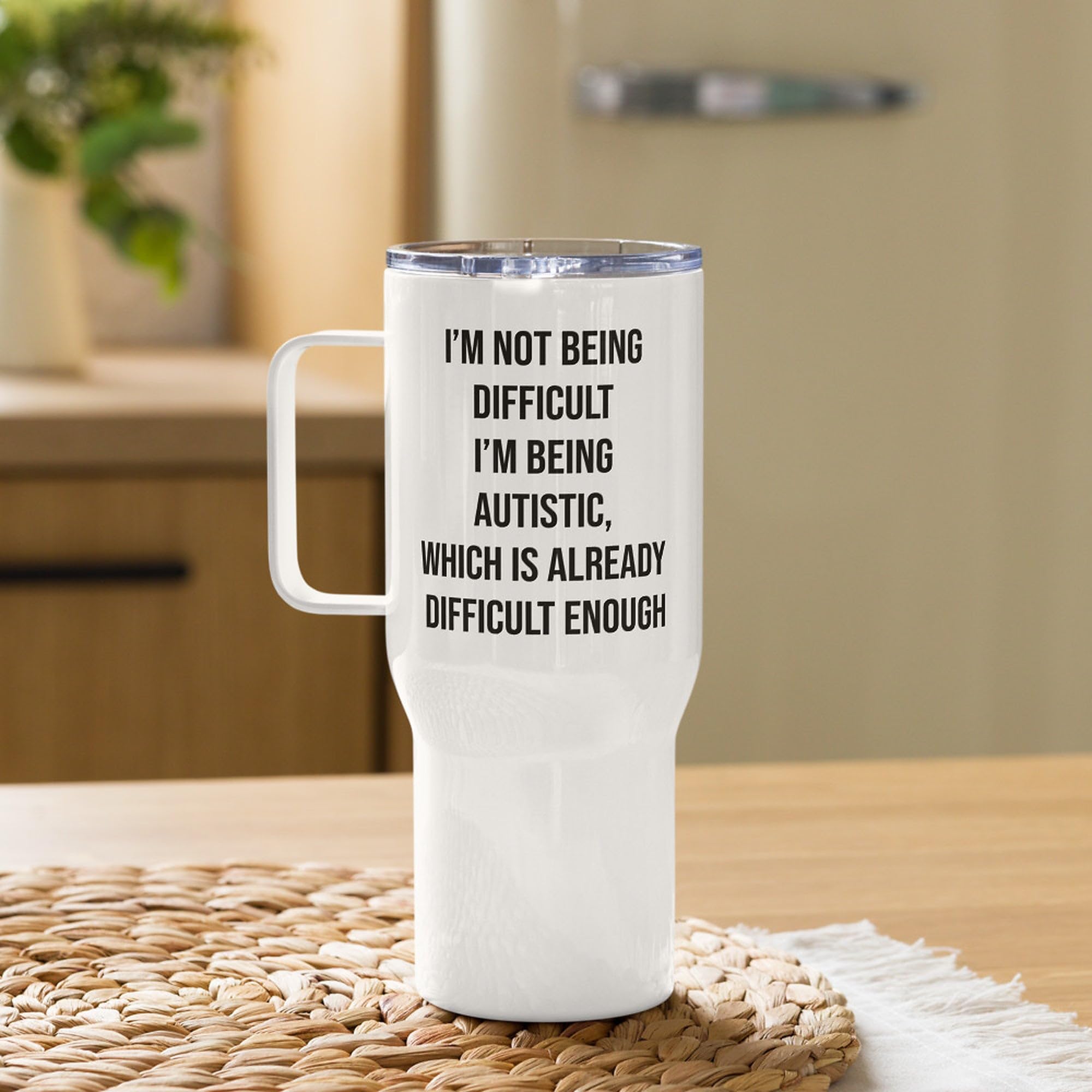 Taza de Viaje Autismo con Asa, Regalo para Adultos Autistas