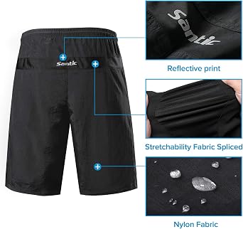 Santic Men's 3D Padded Mountain Bike Shorts Lightweight Cycling MTB Shorts