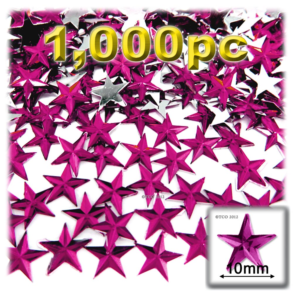 1,000pc Rhinestones Star 10mm - 46ss Flatback Fucshia