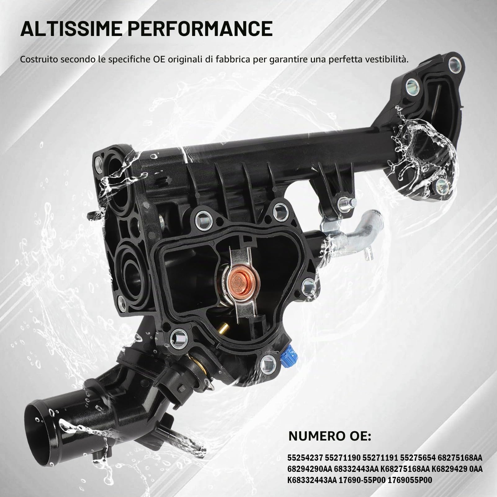 Alloggiamento Termostato Radiatore Acqua Forno Giulietta 500L 500X Doblo Cargo Monospace Tipo Cherokee Compass Renegade SUV SX4 S-Cross Vitara Termostato Acqua 55254237, 55271190