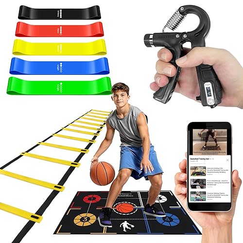 Basketball Training Equipment, Agility Footwork Training Mat, Dribble Trainer, Basketball