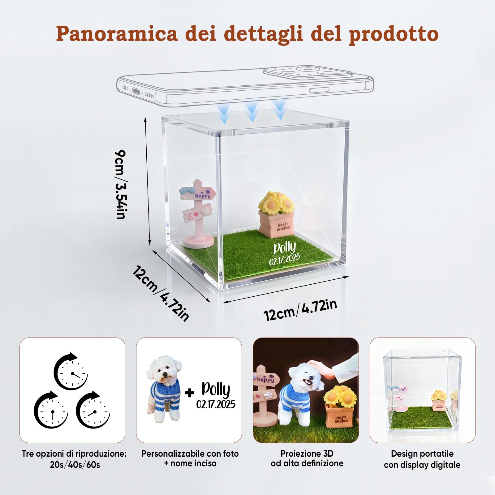 Scatola commemorativa in legno bianco con foto per animali domestici, regalo di simpatia per la perdita di animali domestici, piccola