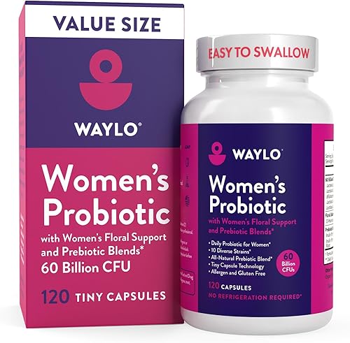 Probióticos para mujeres  Cápsula pequeña fácil de tragar  con prebióticos, 60 mil millones de UFC probióticos vaginales con arándano y D-manosa