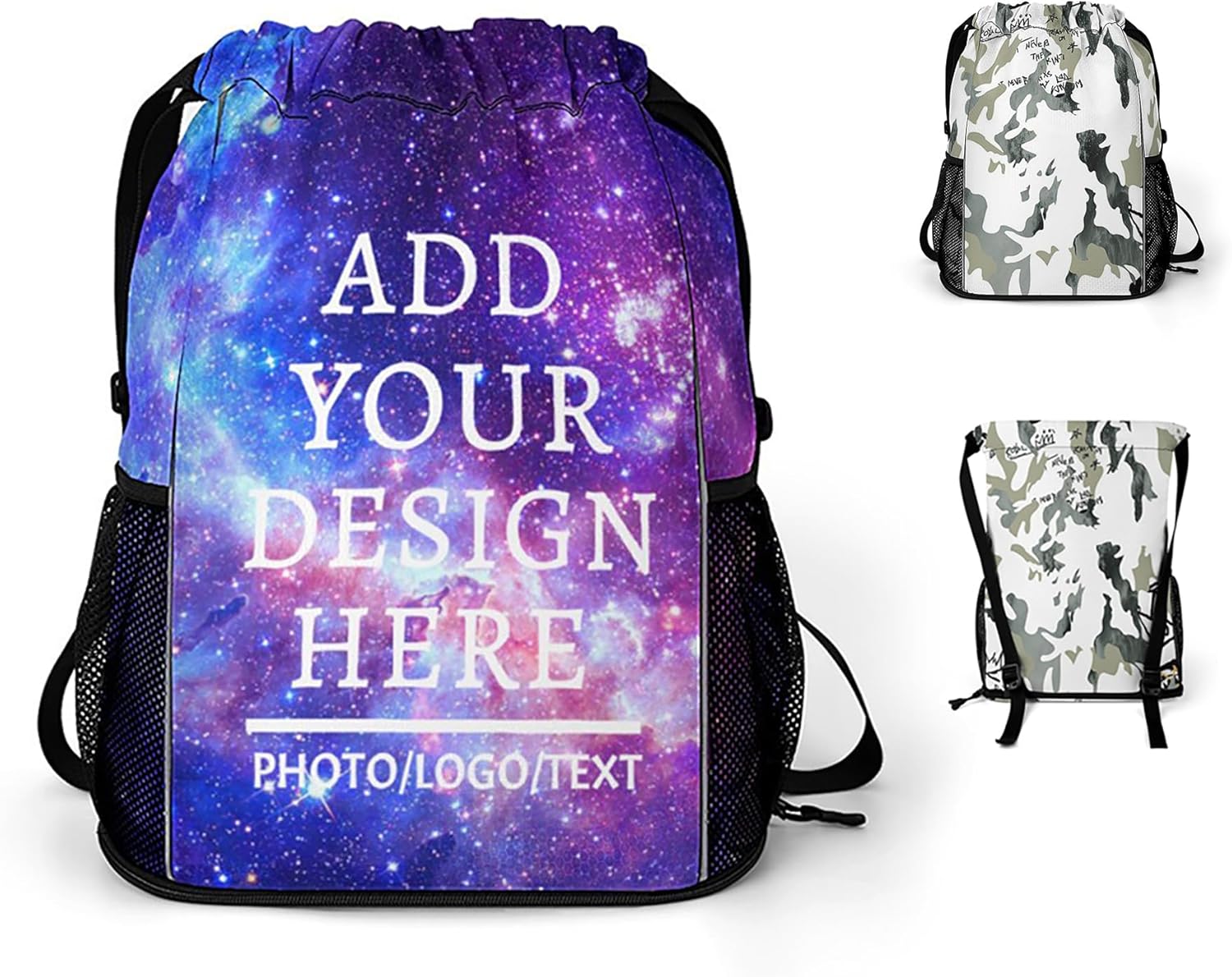 Custom Drawstring Backpack Design Your Own Personalized Sports Gym Bag with Shoes Compartment, Water-Resistant String Backpack Cinch for Women Men