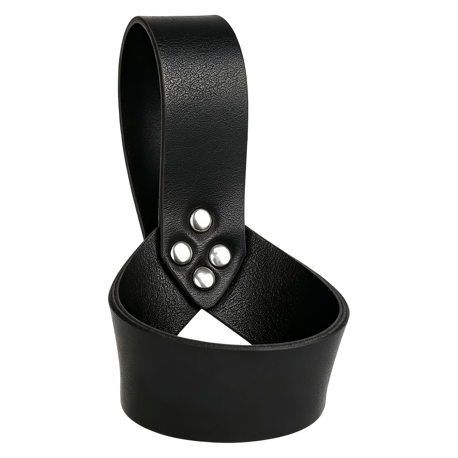 Nereds Leather Sword Holder Hanging Ring-Shaped Sword Holster Adjustable Leather Sabre Sheath for Medieval Viking Fancy Dress Costume Party Halloween（Black）