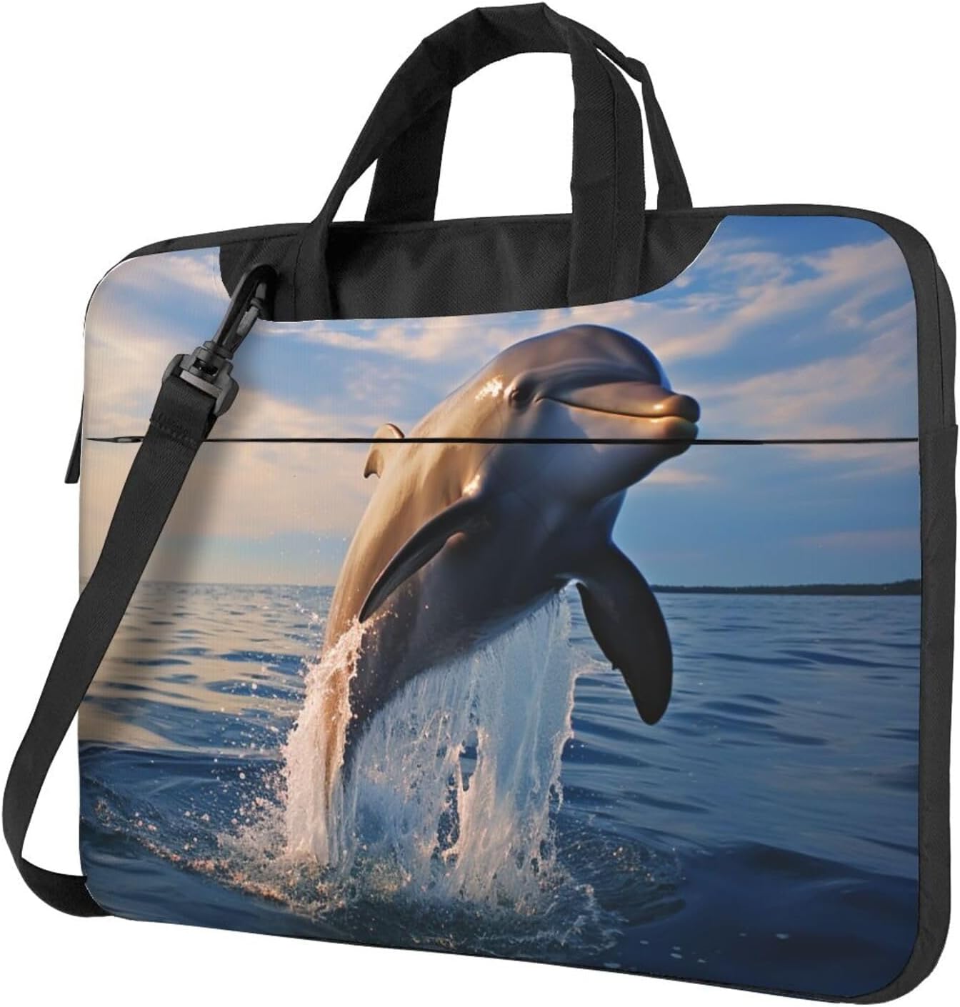 Laptop Bag Waterproof Portable Laptop Sleeve Case Cute Dolphin Messenger Shoulder Bag Briefcase Messenger Bag W/Strap Handle