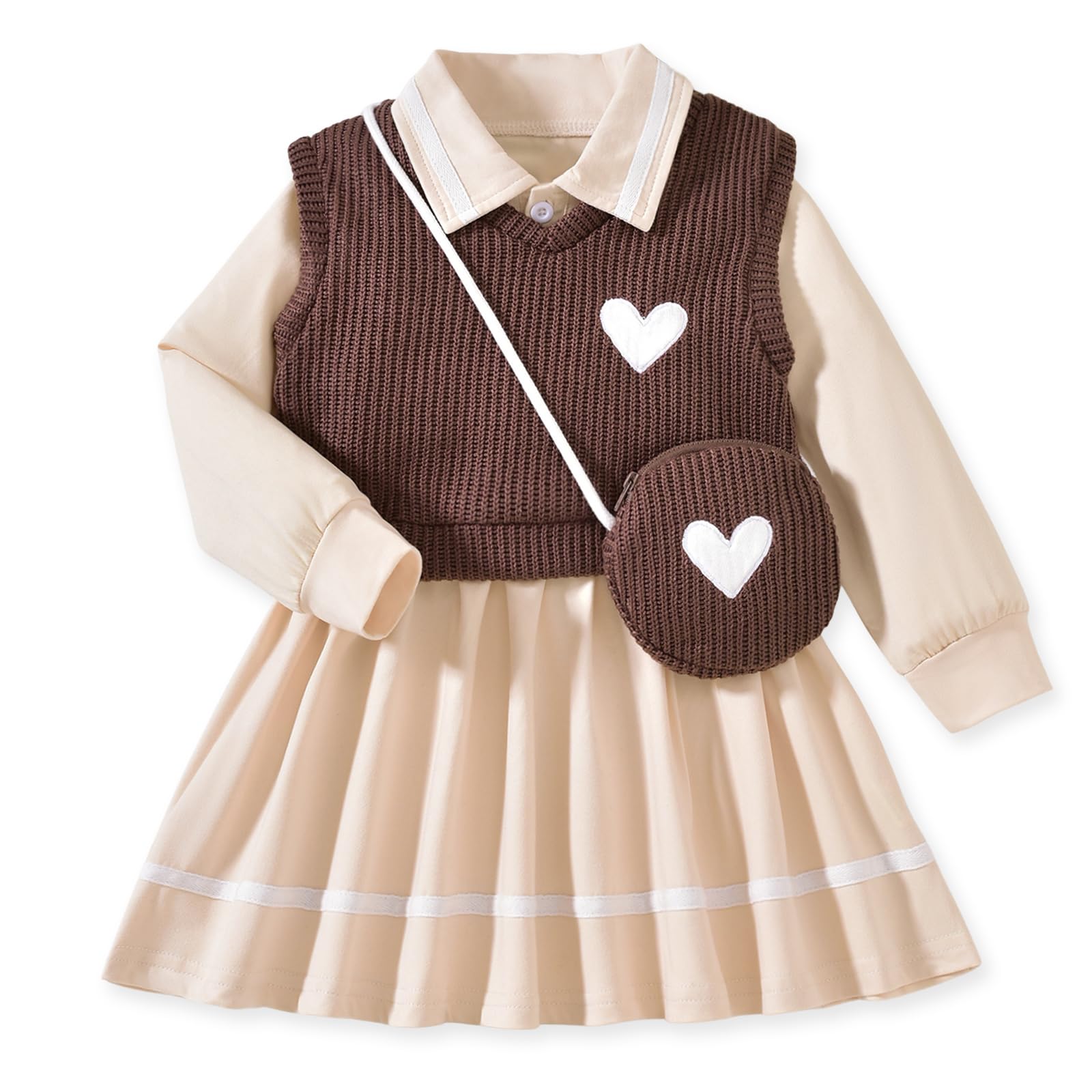 HINTINA Toddler Girl Uniform Dress Picture Day Outfits for School 18M-7Y