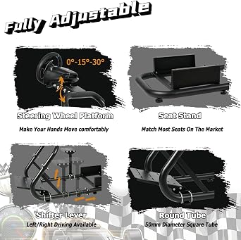 Dardoo Racing Simulator Cockpit Frame with Real Blackseat Fits for Logitech G923 G29 G920, Thrustmaster, Fanatec, Xbox Adjustable Racing Wheel Stand, Not Included Wheel, Pedal and Handbrake