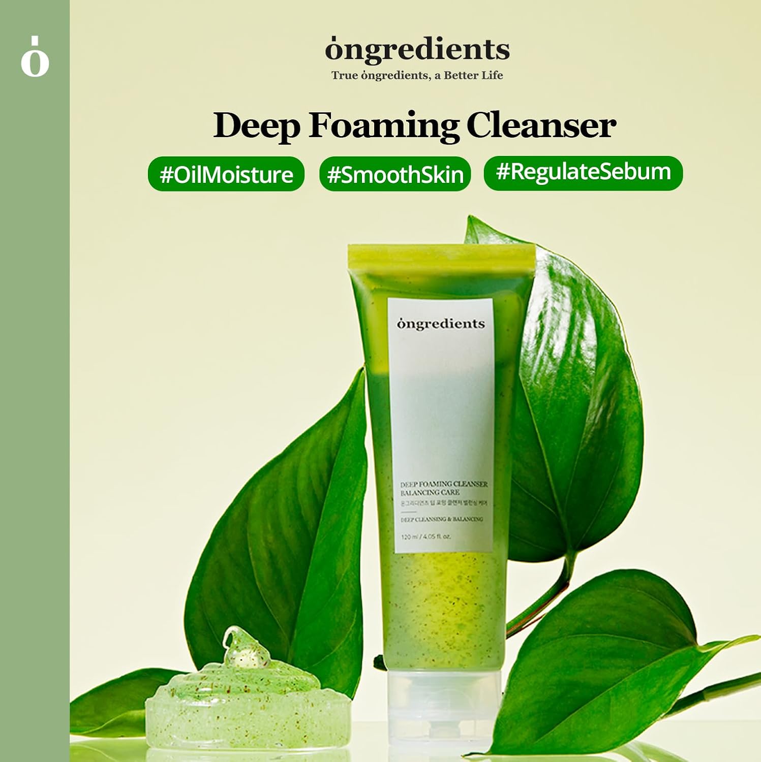 ONGREDIENTS Deep Foaming Cleanser | Daily Soothing Facial Cleanser | Salicylic Acid, Heartleaf, Hyaluronic Acid, Gentle Exfoliation Face Wash for Dry Skin | Vegan, Korean Skin Care 120ml / 4.05 fl Oz - Image 2