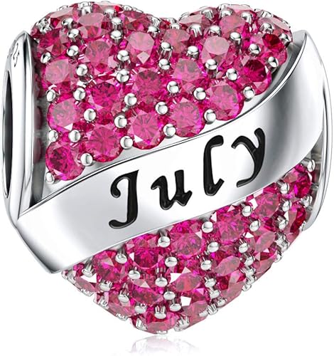 DALARAN Dijes de piedra natal para pulsera Pandora de plata de ley 925, cuentas de corazón, regalo de feliz cumpleaños para mujeres (caja de dijes