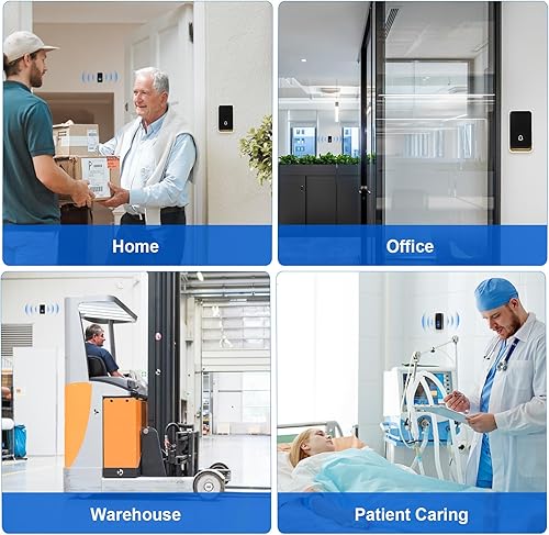 Miniatura 6 de No requiere bateríaTimbre inalámbrico impermeable, kit de timbre de puerta AURTEC con 2 receptores flash LED enchufables y 1 transmisor