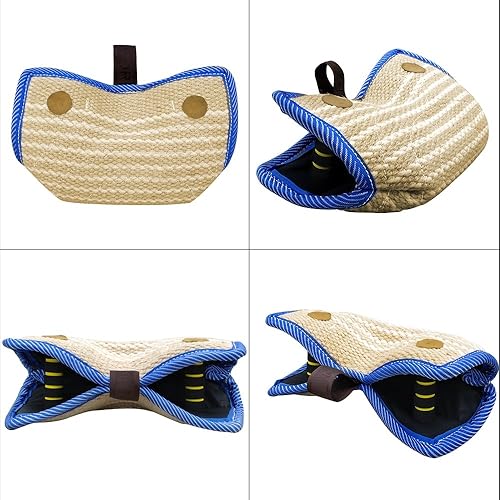 Miniatura 3 de PET Artist Yute/Linen Bite Wedge Bite Pillow de 2 asas con 1 bucle de juguete de 14 pulgadas (14.2 in) 8 pulgadas (7.9 in) de entrenamiento para