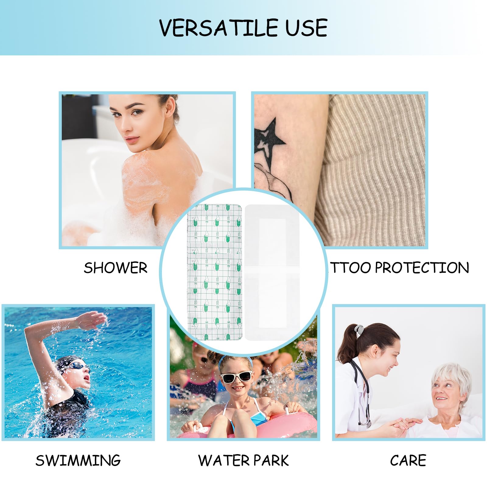 Apósito Impermeable Transparente 10x25cm - Película Adhesiva Waterproof para Tatuajes, Cicatrices, Postoperatorio y Piscina - Apósito Adhesivo Grande Hipoalergénico para Piel Sensible y Ducha