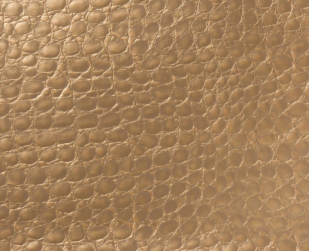 Vinyl Fabric Faux Leather Animal Skin Waterproof Upholstery 54" Width Auto Upholstery Boat Upholstery Tablecloth Mats Purses Crocodile Prints (Gold)