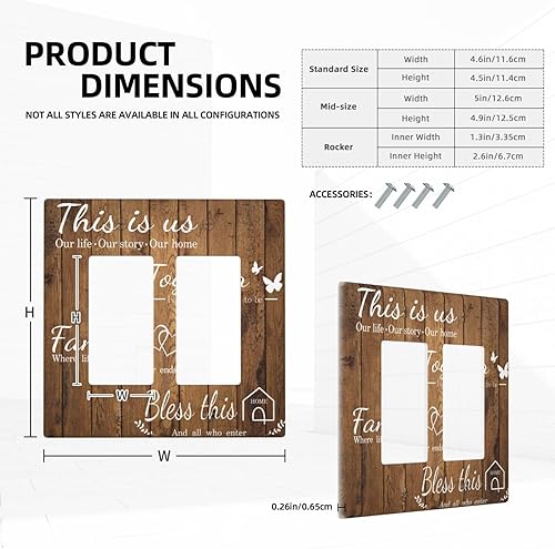 Miniatura 5 de Cubierta marrón para interruptor de luz para el hogar, 2 cuadrillas, doble basculante, placa decorativa de pared, placas de pared eléctricas para