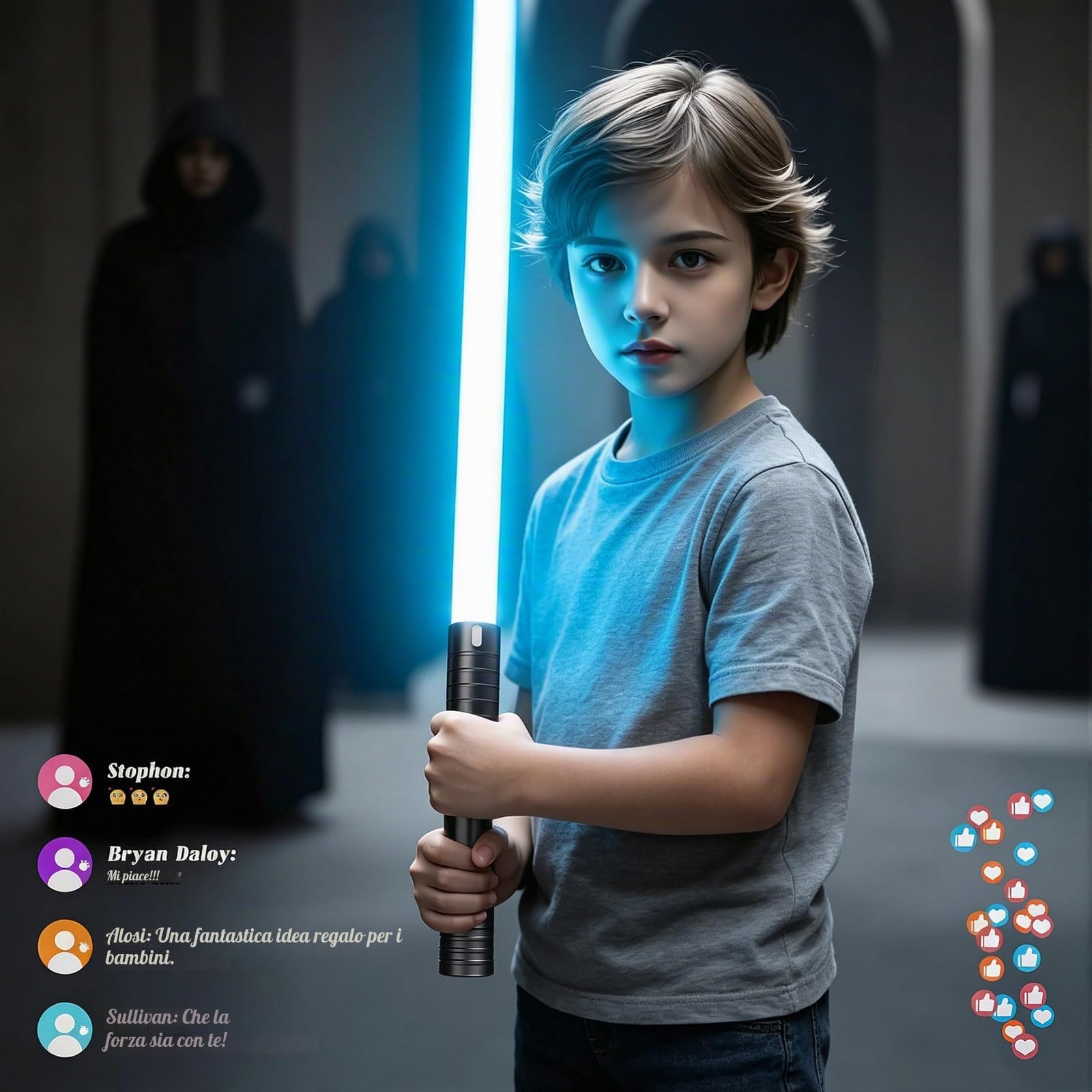Spada Laser, Spade Laser Bambino con 15 Colori, Lightsaber Duello per 4 modalità Suoni, Spada Laser Ricaricabile USBC con Manico Metallico, Spade Laser per Halloween, Regalo di Natale (Nero 2PC)