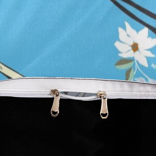 Miniatura 6 de Funda de edredón con diseño de grúa y flores, con cierre de cremallera, juego de ropa de cama de microfibra suave y ligera de 3 piezas con fundas de