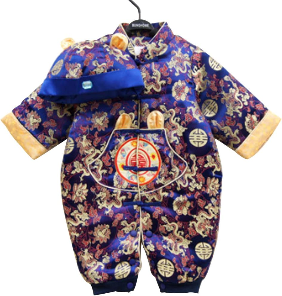 Baby Newborn Boy Girls Chinese New Years Asian Shirt Outfit … (0 to 2 Months, Blue)