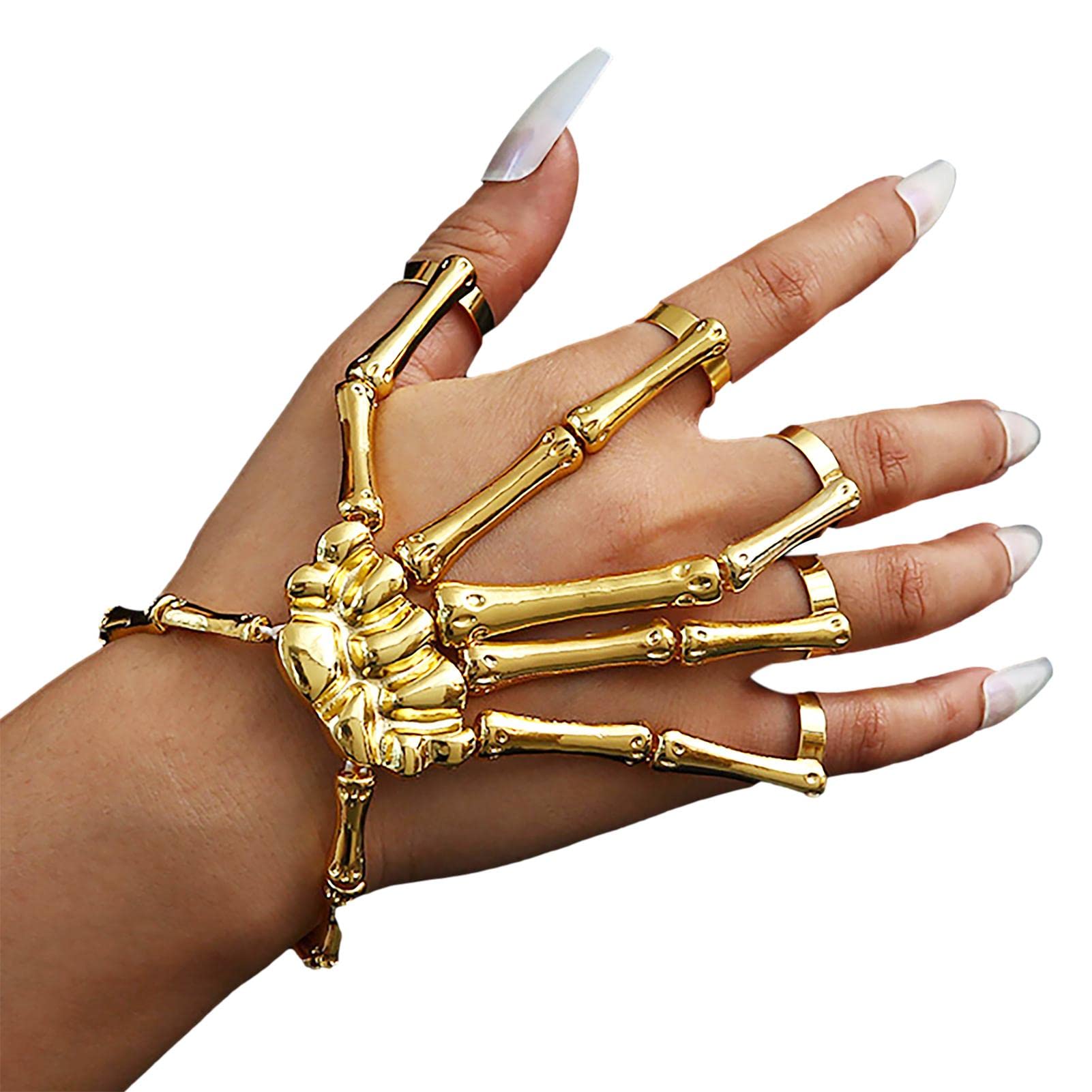 Gusengo Halloween Skull Bracelet | Skeleton Hand Bracelet Finger s | Skull Fingers Metal Skeleton Bracelet Hip Hop Street Dancing Cosplay Wristband
