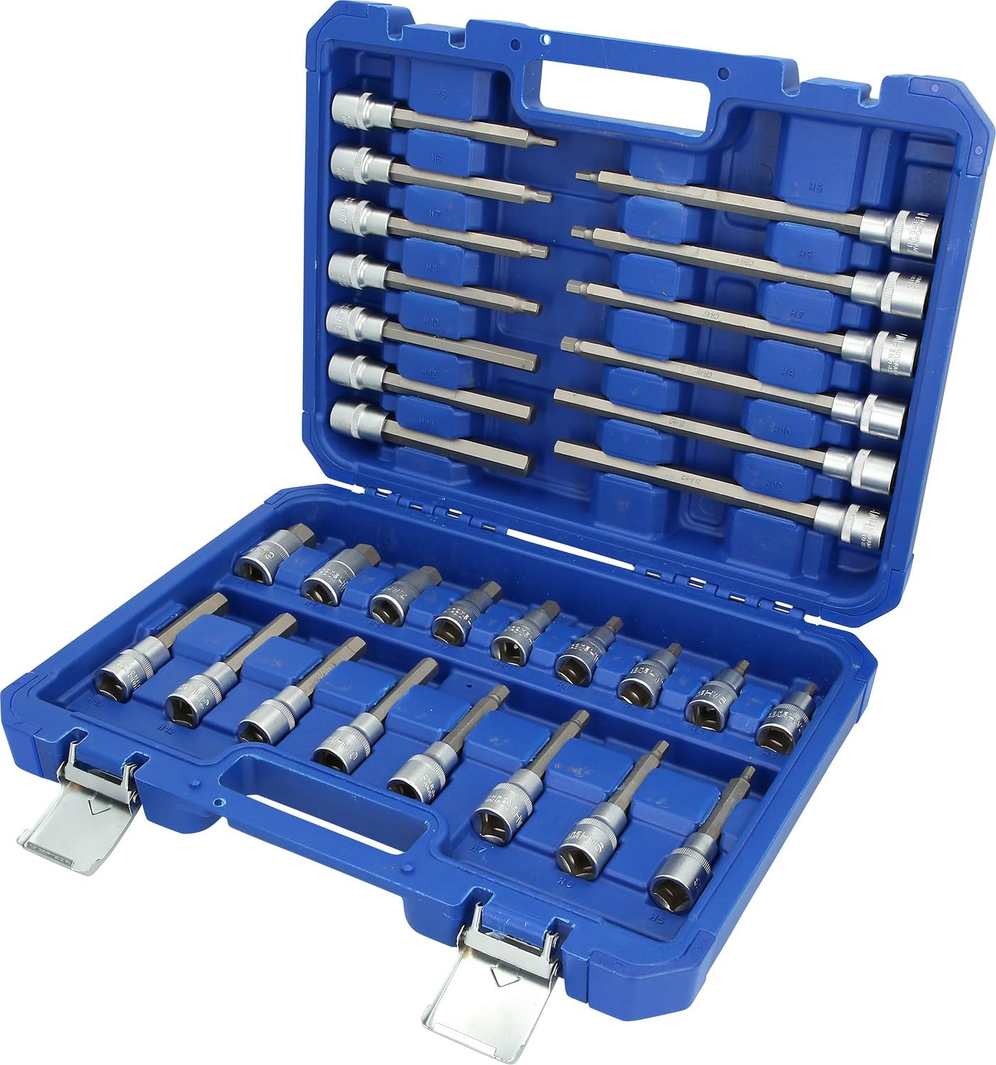 BRILLIANT TOOLS BT022030 Juego de llaves de vaso de 1/2", 30 pzs, perfil de hexágono interior [Powered by KS TOOLS]