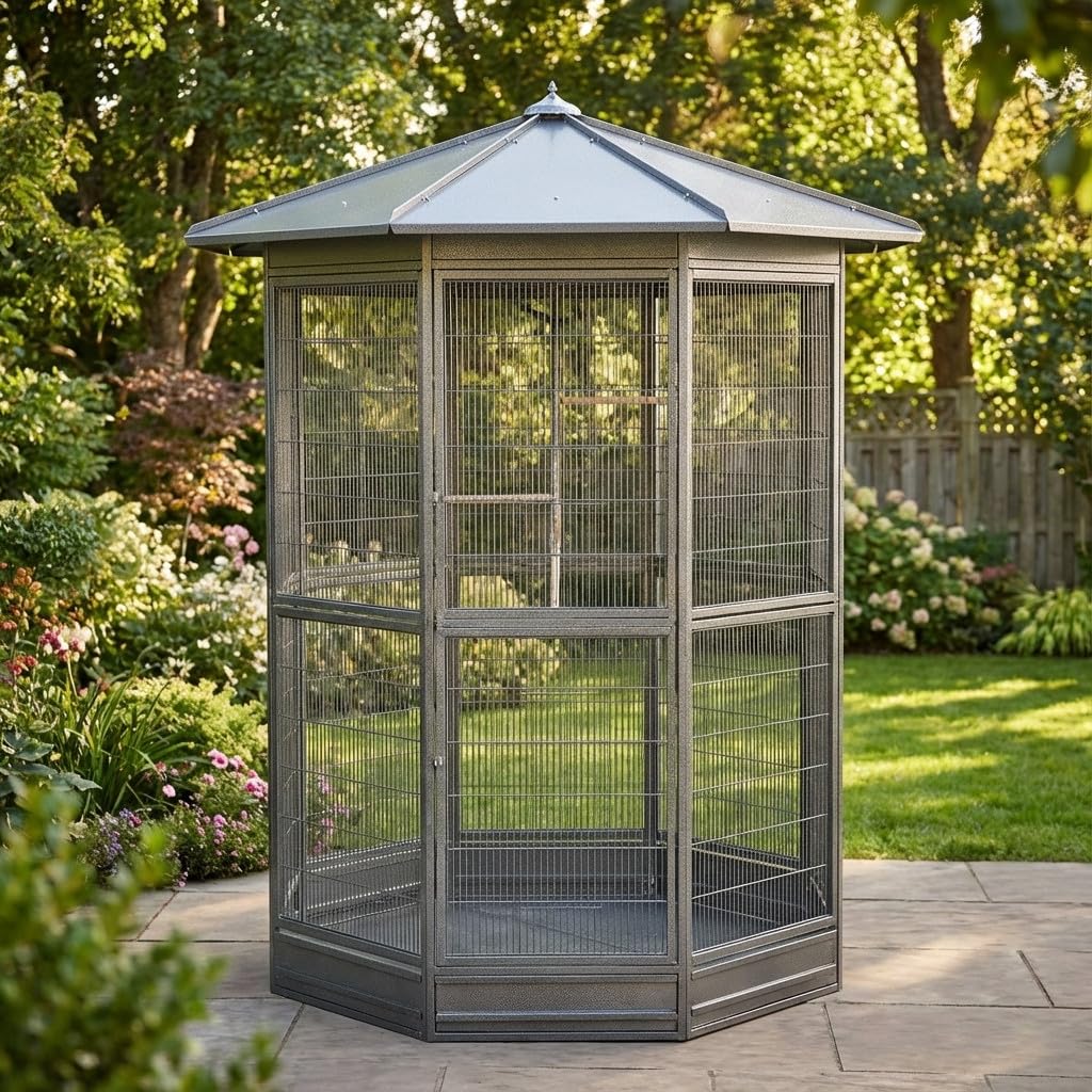 Suinga Pajarera Galvanizada 8 Lados 150x235 cm | Jaula para Pajaros Grande | Aviario Loro Canario Cacatura Guacamayo Aves
