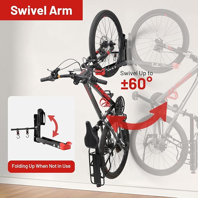 Soporte de pared ajustable y plegable para bicicleta 2 unidades miniatura 4